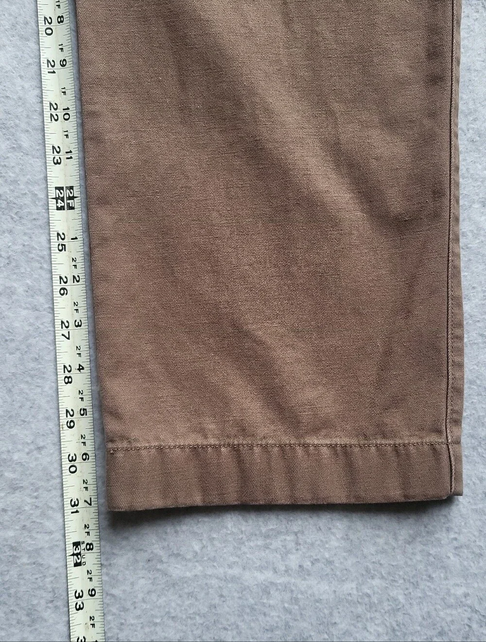 J Crew Chino Pants Mens 36x32 Khaki Tan Cotton Hemp Tapered Flat (Act 39x32) NWT